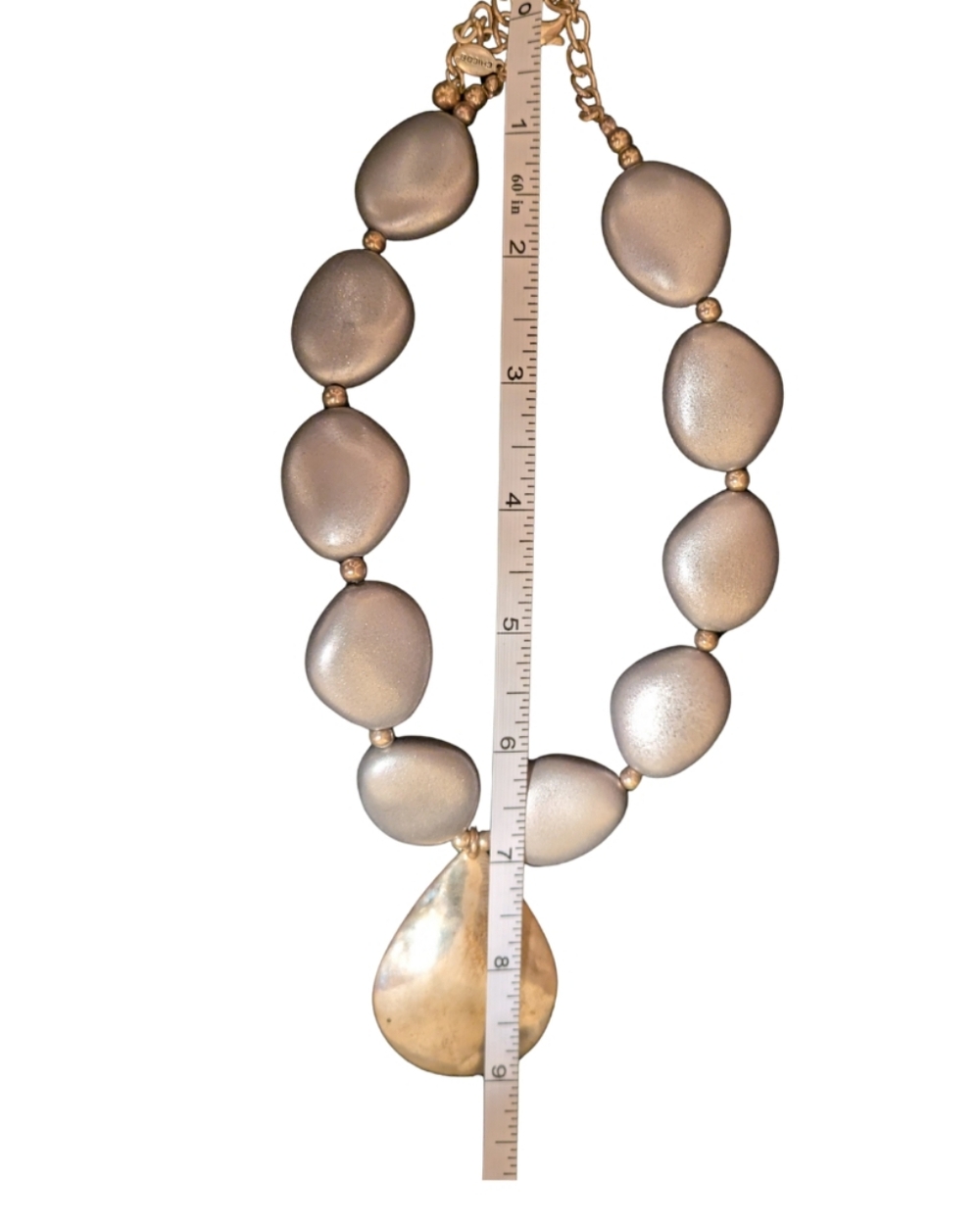 Chico’s Chunky Statement Necklace Gold & Silver Tone with Large Pendant - EUC - Picture 3 of 5